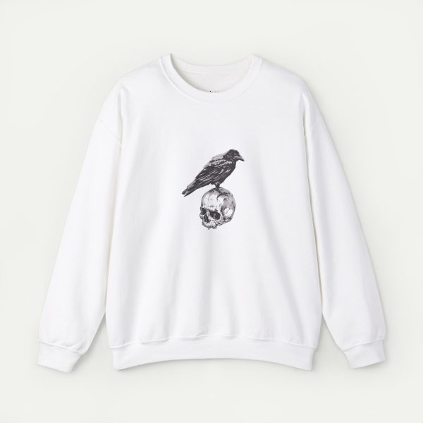 The Watchful Sentinel Crow Sweatshirt - White