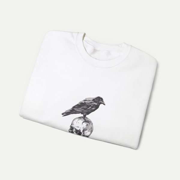 The Watchful Sentinel Crow Sweatshirt - White - Image 3