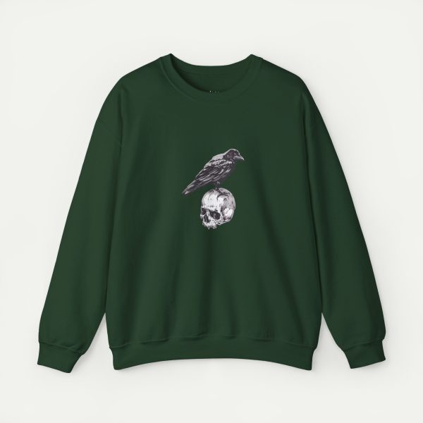 The Watchful Sentinel Crow Sweatshirt - Forest Green