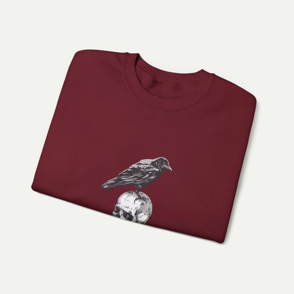 The Watchful Sentinel Crow Sweatshirt - Garnet - Image 3