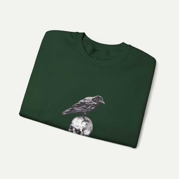 The Watchful Sentinel Crow Sweatshirt - Forest Green - Image 3