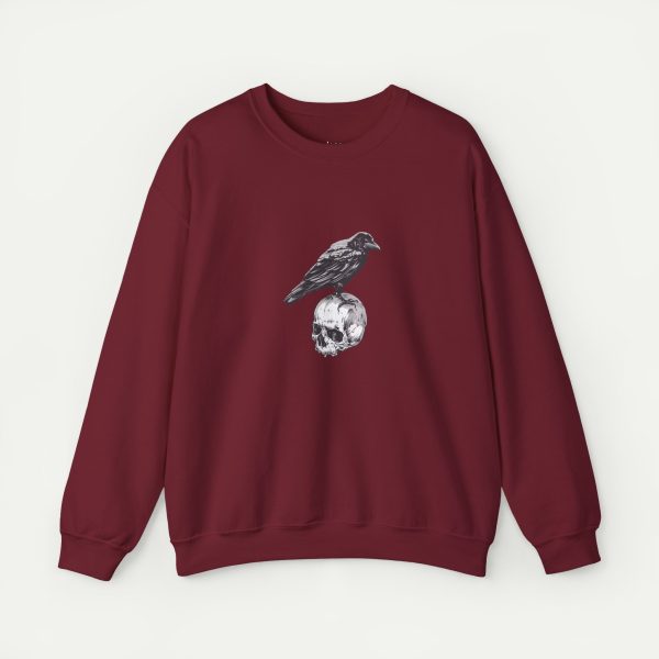 The Watchful Sentinel Crow Sweatshirt - Garnet